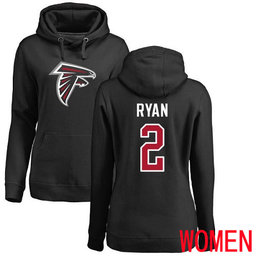 Atlanta Falcons Black Women Matt Ryan Name And Number Logo NFL Football #2 Pullover Hoodie Sweatshirts